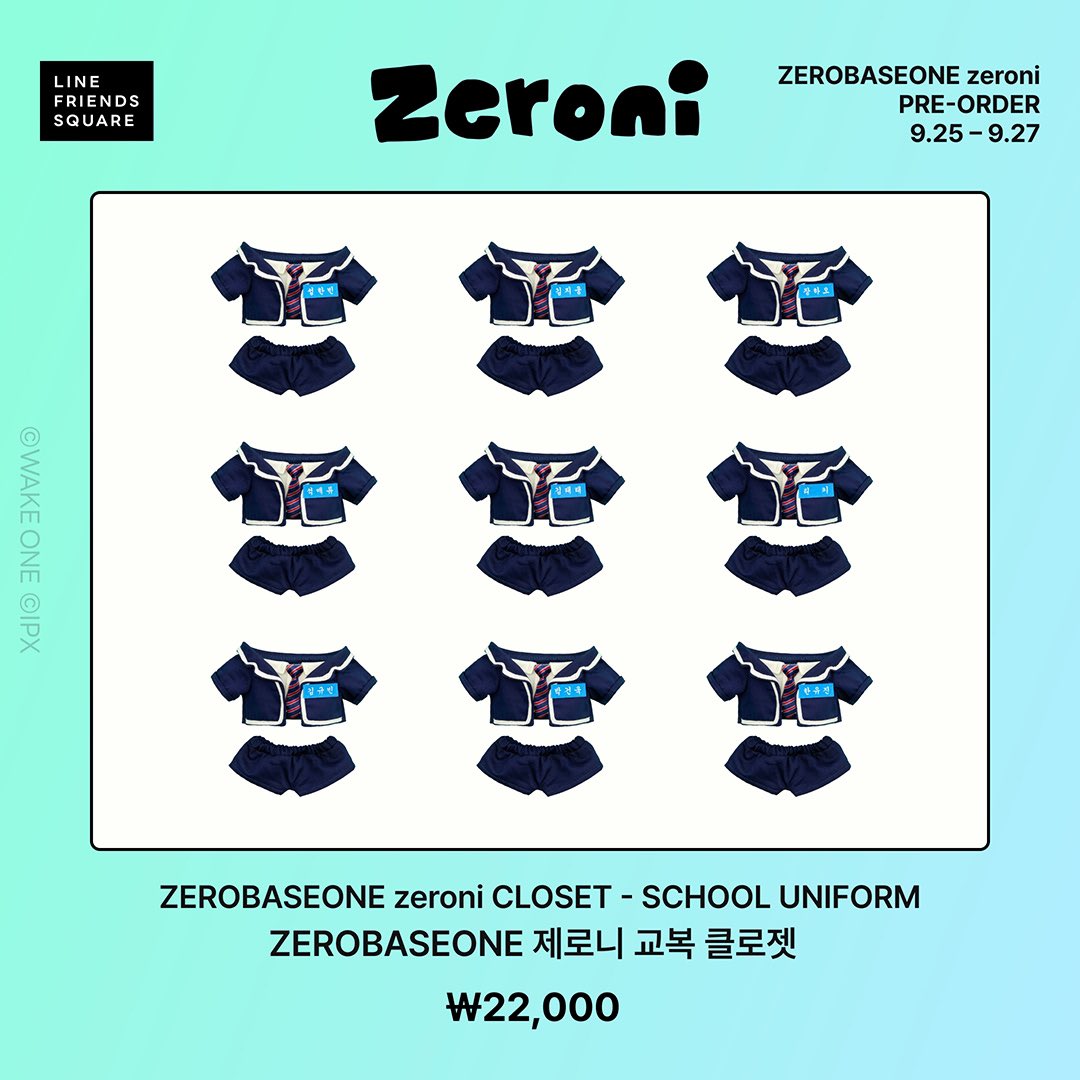 [Incoming Instocks] ZEROBASEONE - zeroni PRE-ORDER Costume Plush & Uniform Closet #GO_ZB1_zeroni_CostumePlush