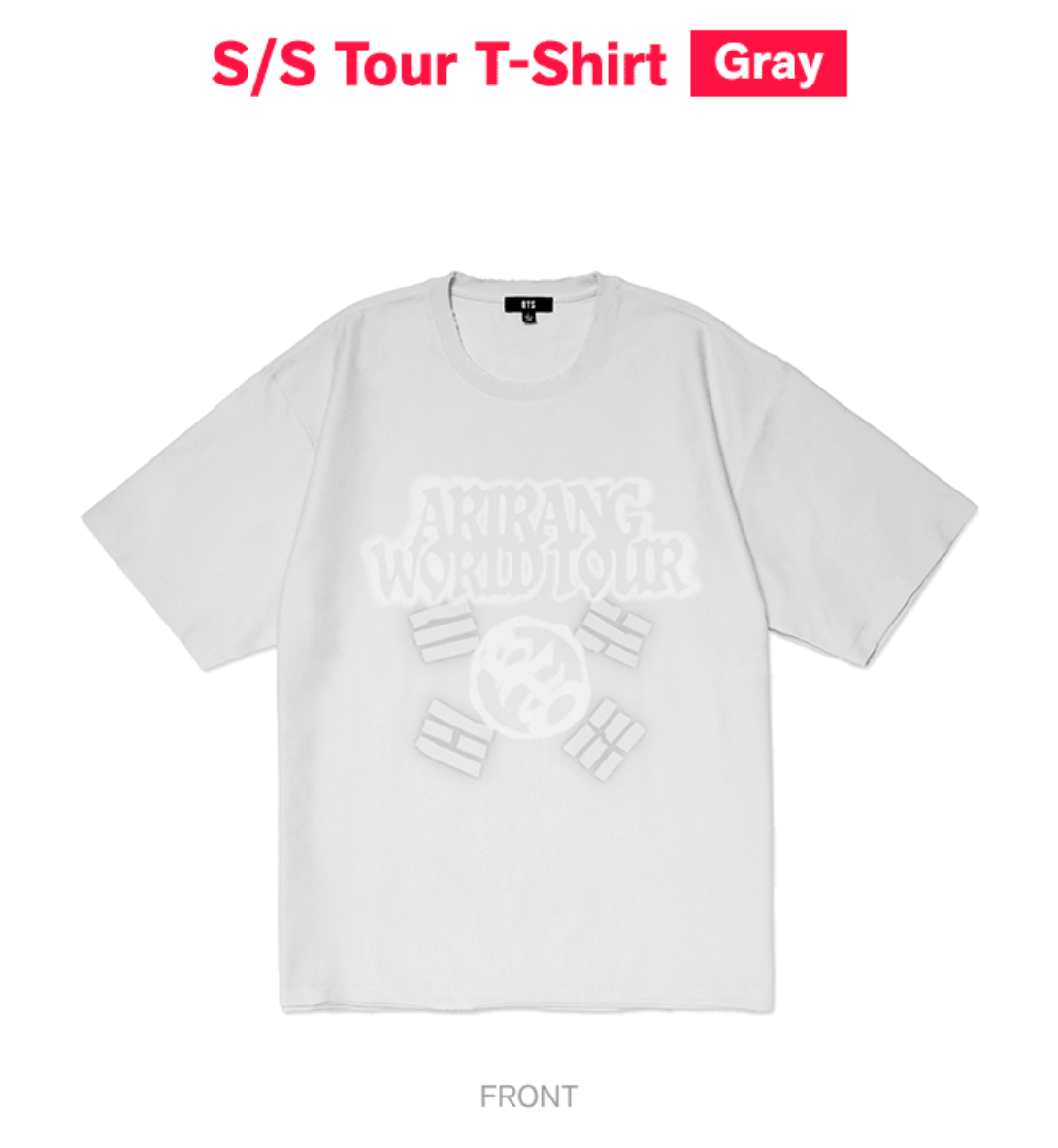 [KADD Instocks] BTS Arirang Tour - S/S Tour T-Shirt (Gray)